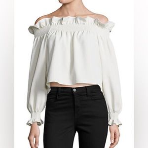 DVF Georgie Off Shoulder Top in cream size XS